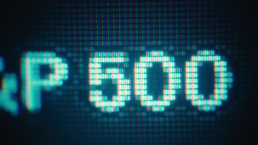 Stock ticker information moving across a digital screen