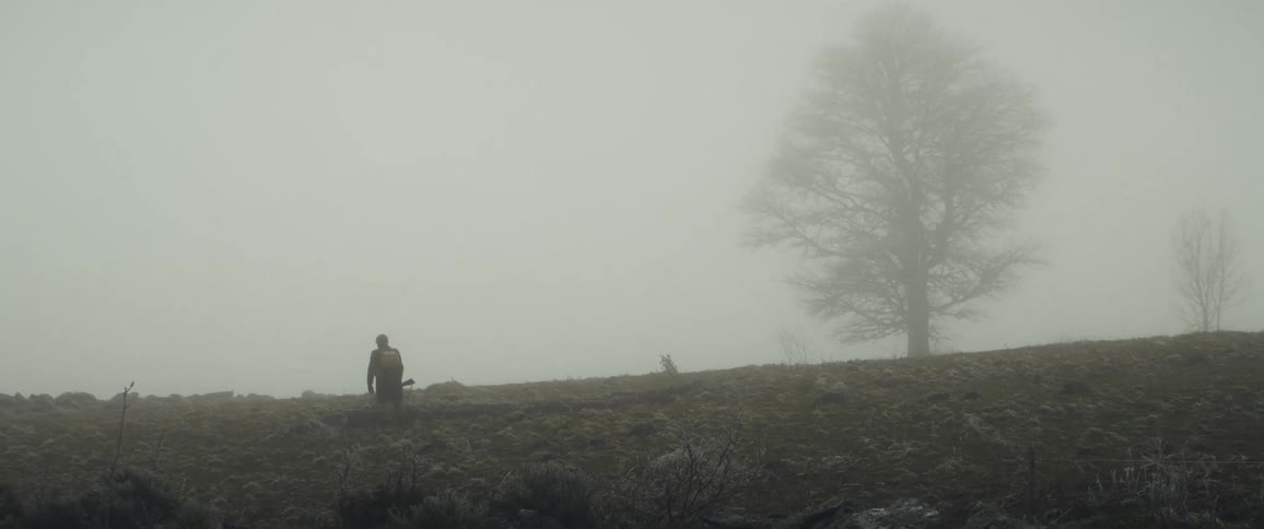 A soldier walking through a field
