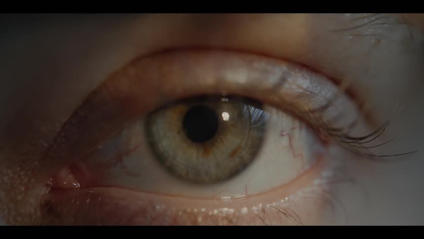 Person opens up their eye then their pupil shrinks as the light shines on it