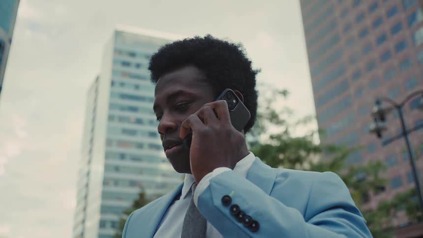 Man talking on a smartphone call