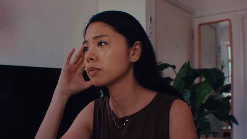 A woman looking sad