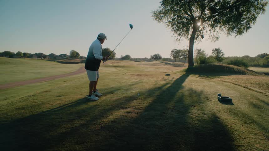 A man playing golf