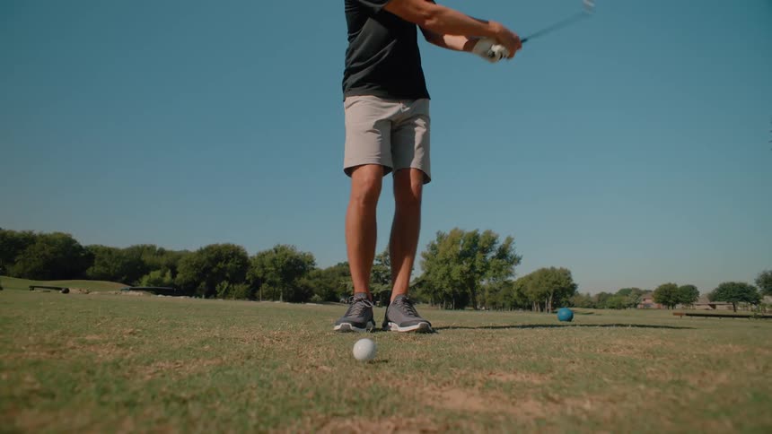 Golfer positioned on the course