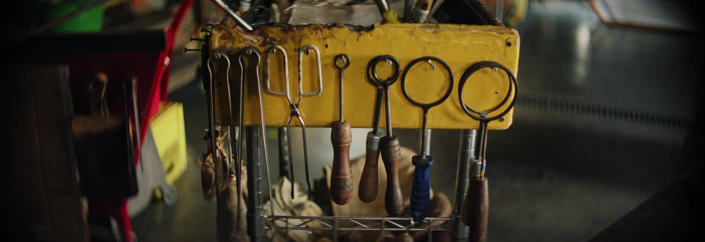 Several industrial tools hanging up