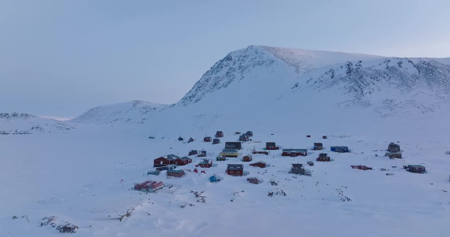 A small village in the snow