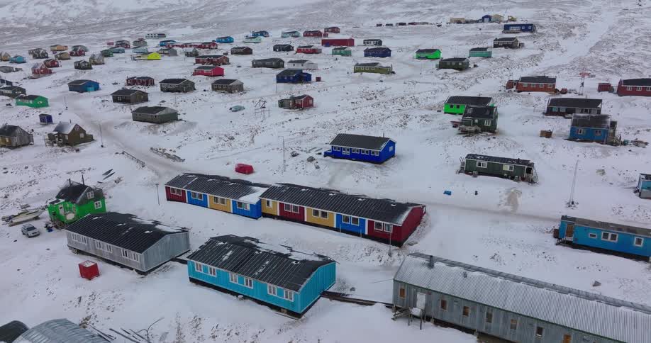 A small village in the snow