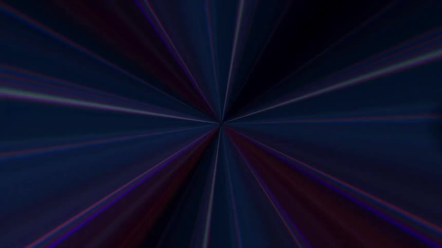 A burst of colorful light beams radiates from a central point forming a dynamic abstract tunnel