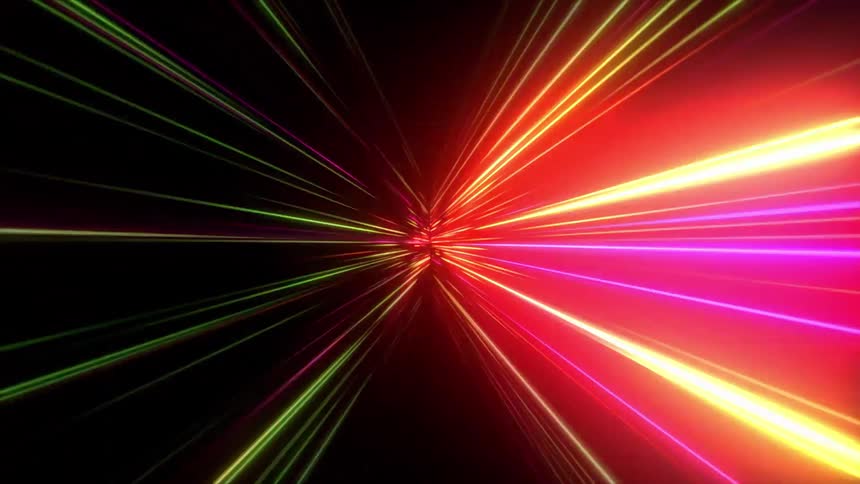 The neon lights flash through the tunnel in the screensaver