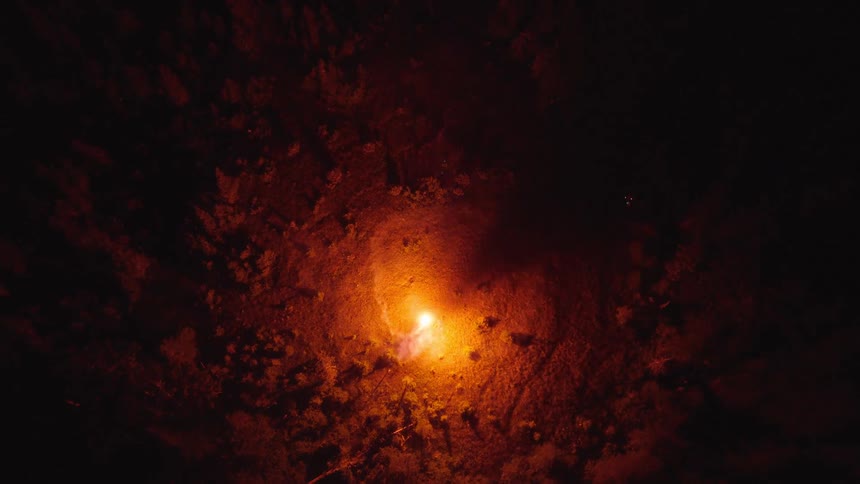 The fireball shoots around and spins on the field