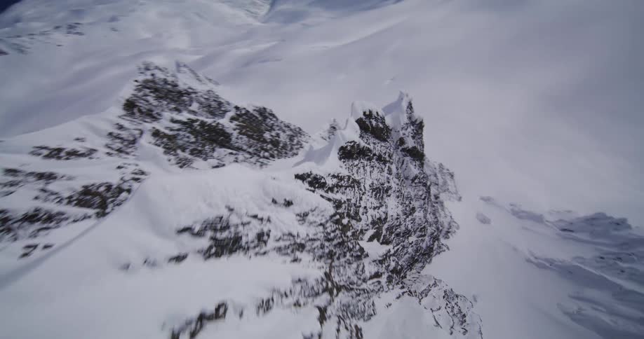 Heavy snow covers the mountain range
