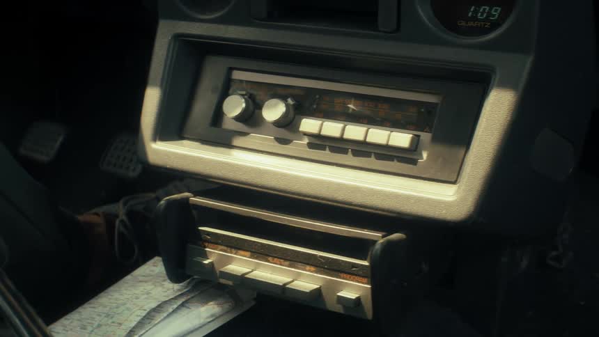 A stereo system in a car