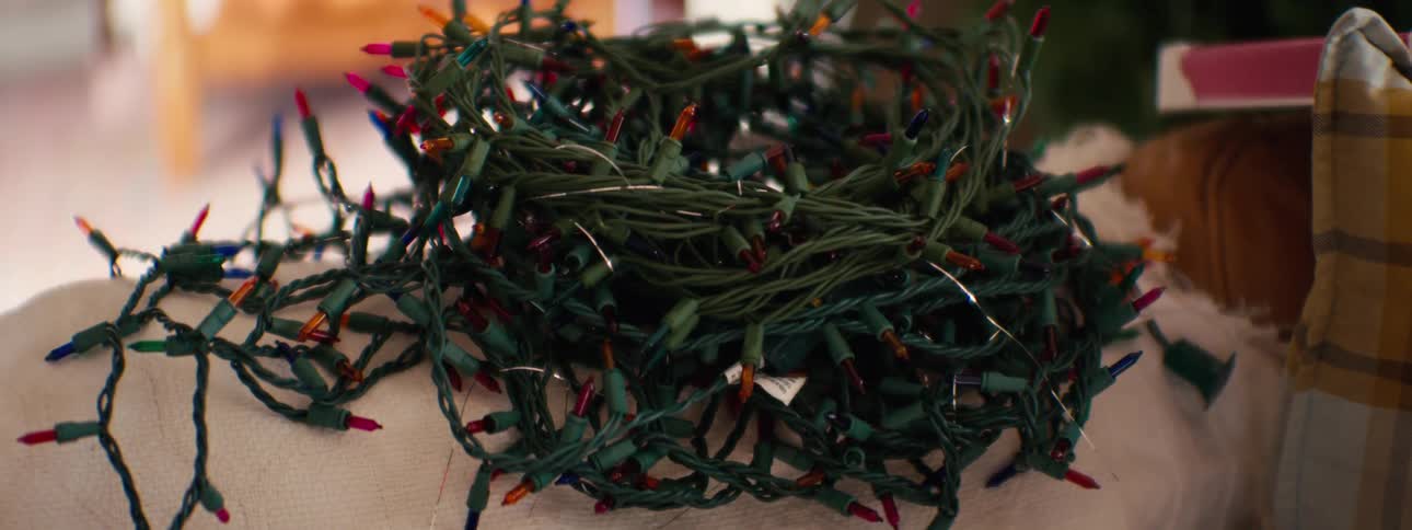 A bundle of christmas lights is in the room
