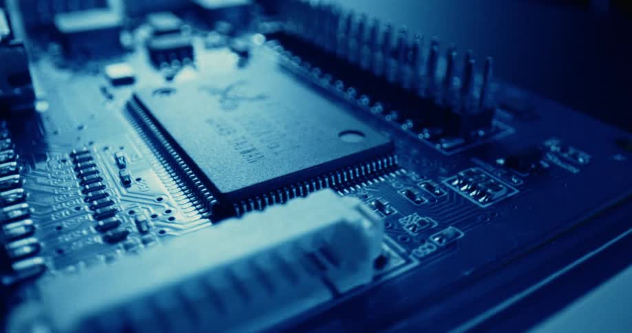 Computer motherboard indoors