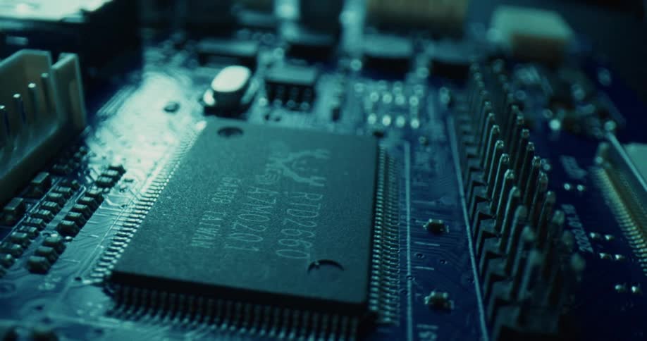 Pieces on a motherboard indoors
