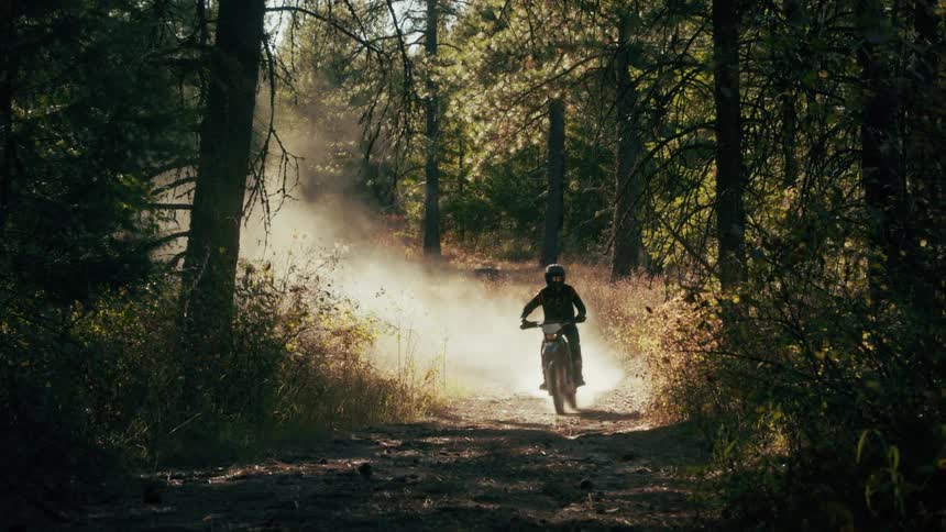 A person riding a dirt bike
