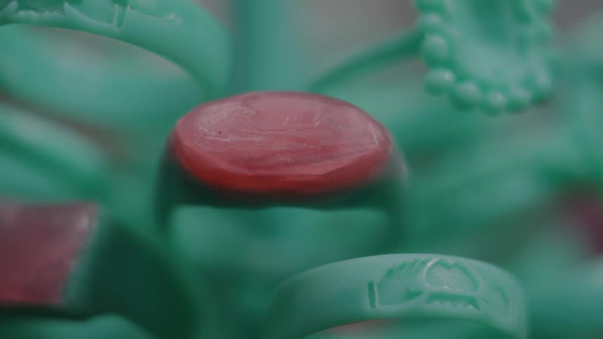 A close up of some wax blanks for rings