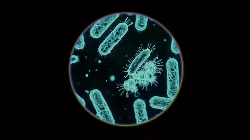 A close up of microscopic bacteria