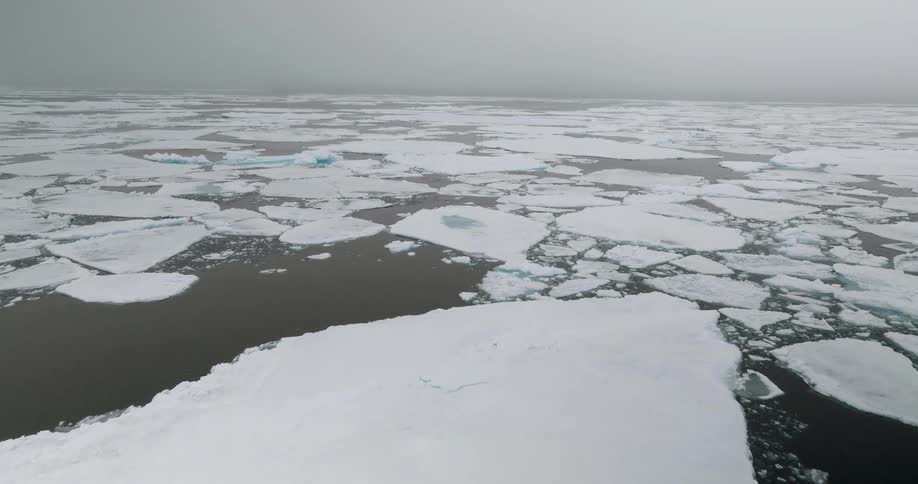 An aerial view of sea ice in the arctic