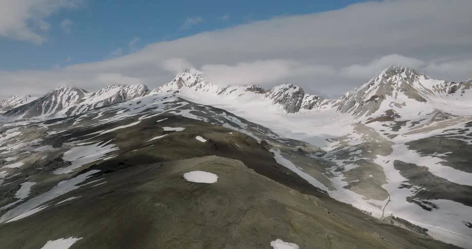 The mountain peak is covered with snow