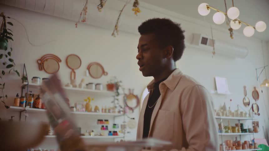 A man talking in a business