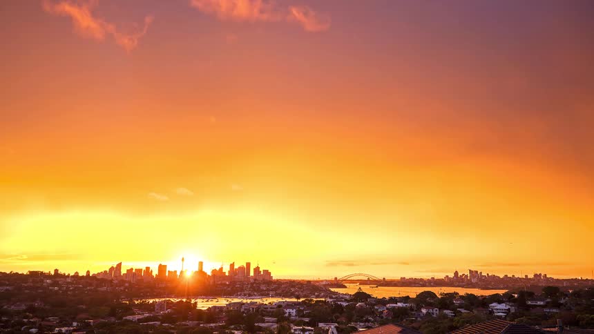 Metropolitan landscape as day turns to night