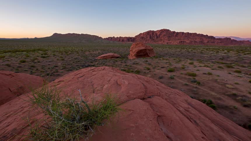 The long desert is covered with shrubs