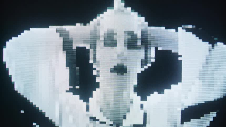 An image of a creepy woman has been digitally enhanced