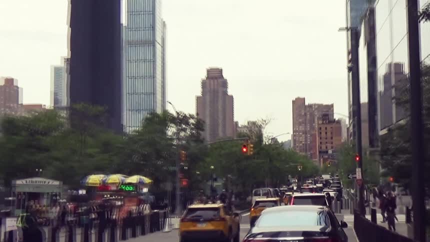 A view of a city full of cars