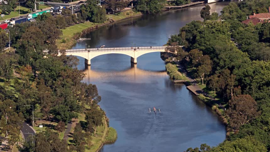 A view of a river running through a city