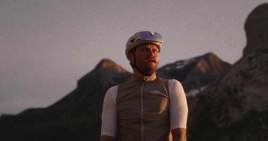 A cyclist pausing to catch his breath