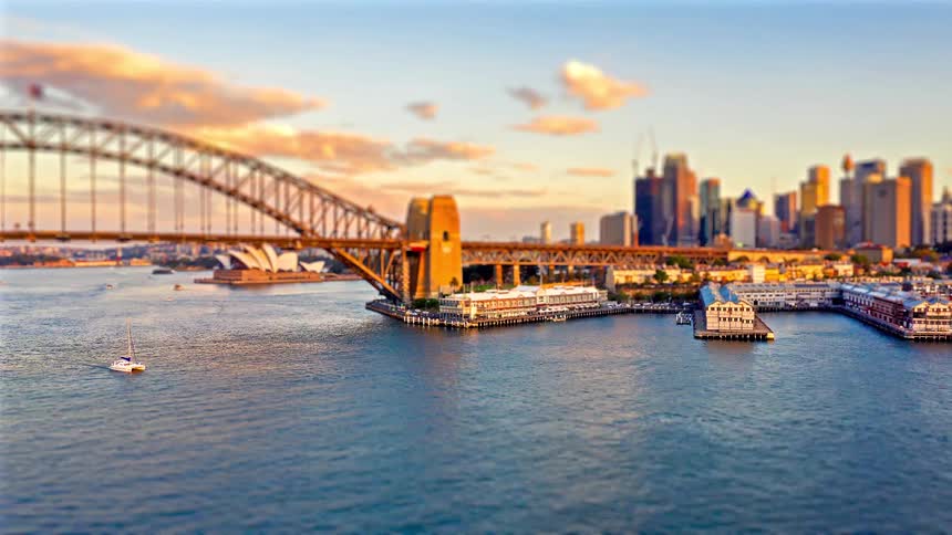 A view of docks along the edge of a city