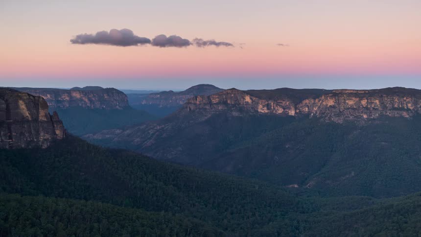 Sunset over a canyon