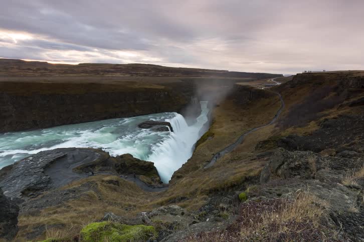 A time lapse of a waterfall and river