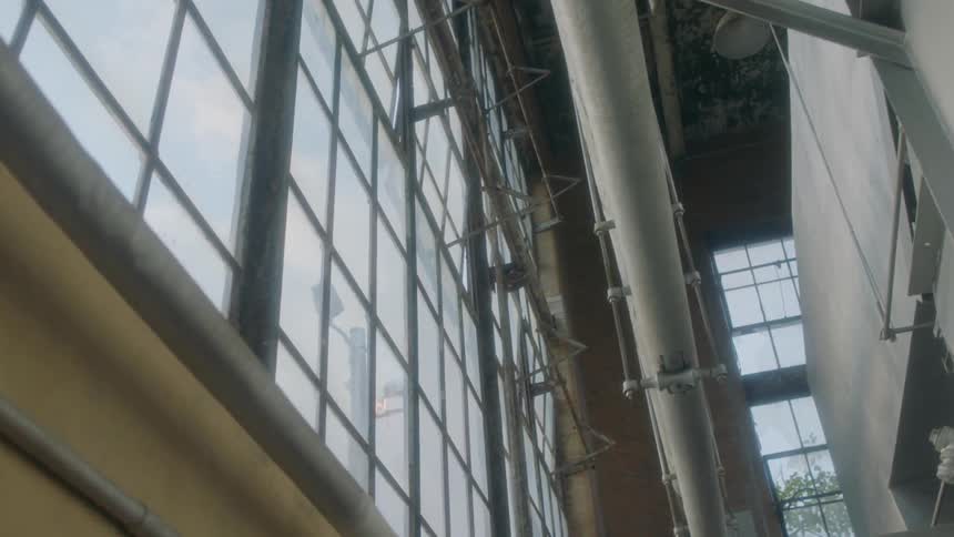 View of a warehouse with many windows