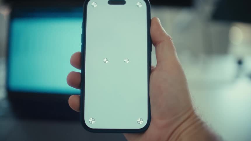 Hand holds smartphone