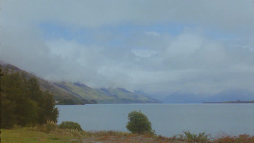 Heavy clouds are over the lake