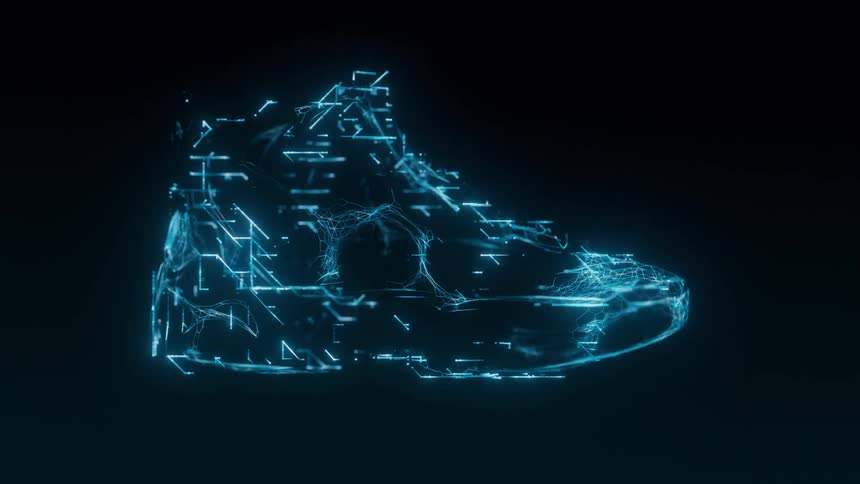 High-Tech Holographic Sneaker Built from Nano Digital Energy Lines