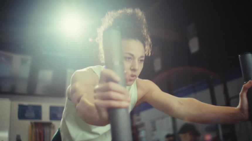 A woman exercising in a gym