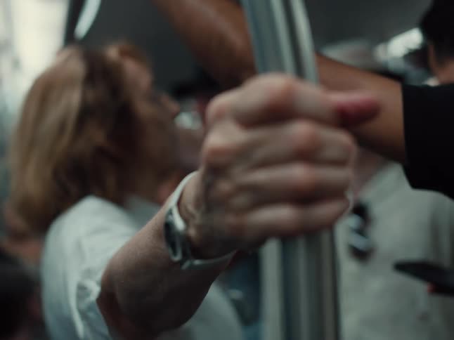 A group of people on a train