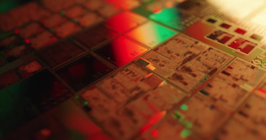 A close up of some computer chips and circuit board
