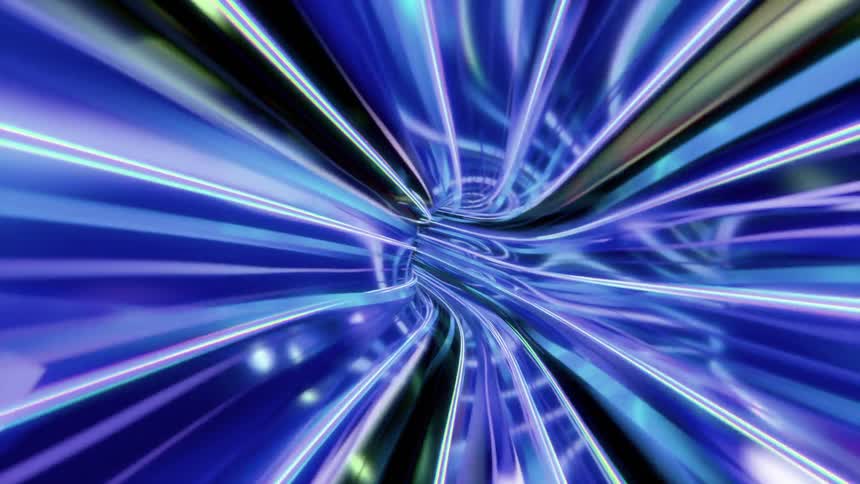 The screensaver has flashing blue lights