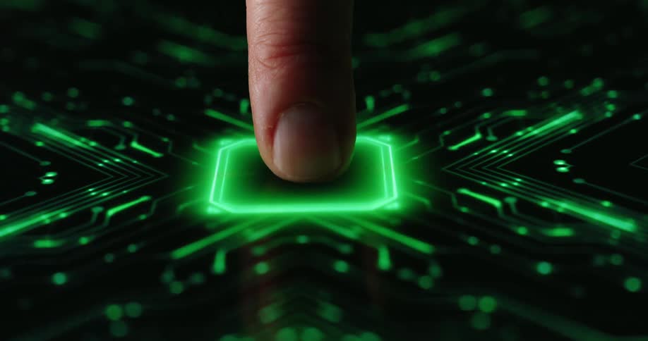 An animation of green lights flashing