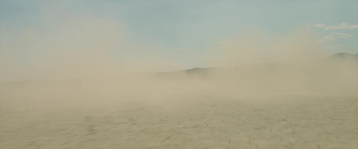 Dust is kicked up in the desert