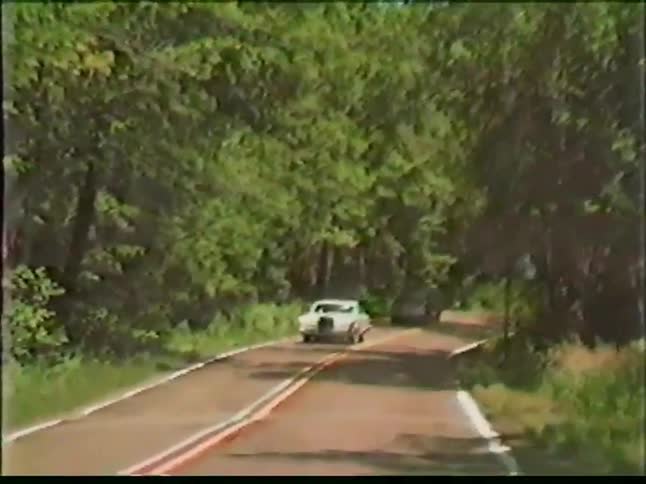 Cars driving on a paved road surrounded by trees