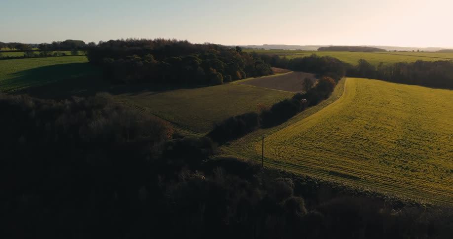 Aerial view of farmland and open rural land across the landscape