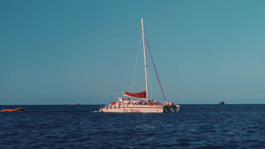 A sailboat out on the water