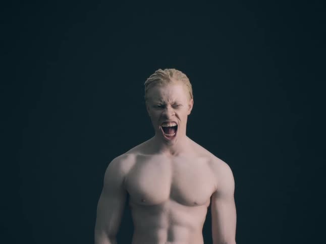 A portrait of a man screaming