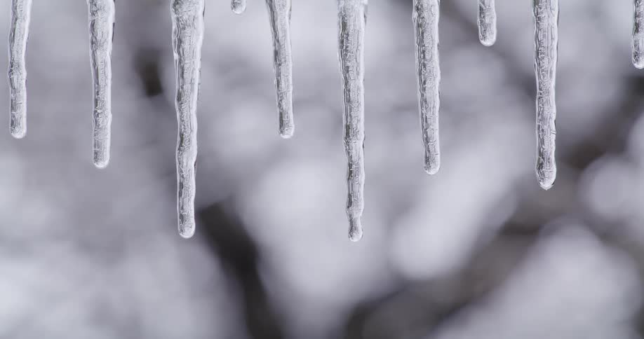 Some icicles hanging outdoors on a winter day
