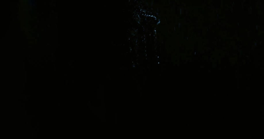 Person with wet braided hair and illuminated shoulder against dark background