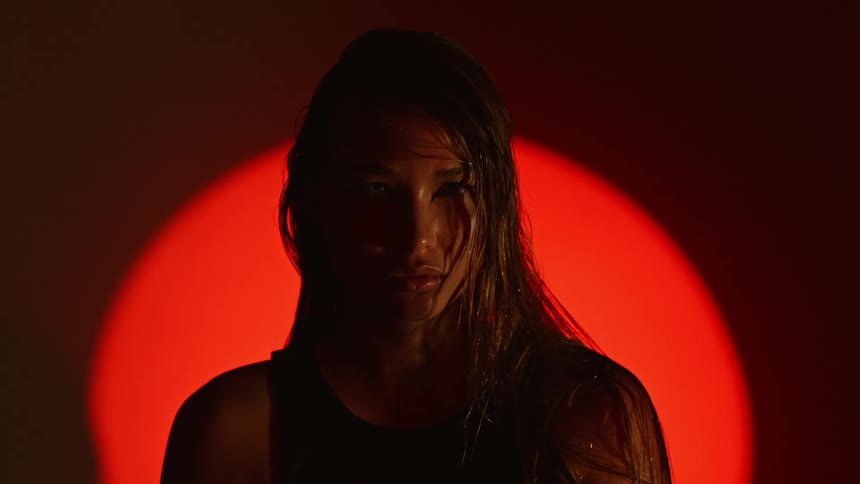 A portrait of a woman in a studio